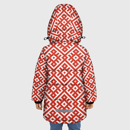 Зимняя куртка для девочки Обережная вышивка / 3D-Черный – фото 4