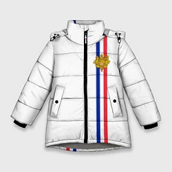 Куртка зимняя для девочки Франция: лента с гербом, цвет: 3D-светло-серый