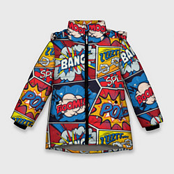 Куртка зимняя для девочки Pop art pattern, цвет: 3D-светло-серый