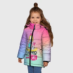 Куртка зимняя для девочки SUPER GIRL, цвет: 3D-черный — фото 2