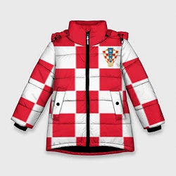 Куртка зимняя для девочки Сборная Хорватии: Домашняя ЧМ-2018, цвет: 3D-черный