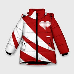Куртка зимняя для девочки Игра в сердца, цвет: 3D-черный