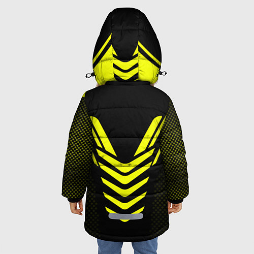 Зимняя куртка для девочки CS:GO Yellow Carbon / 3D-Черный – фото 4