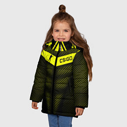 Куртка зимняя для девочки CS:GO Yellow Carbon, цвет: 3D-черный — фото 2