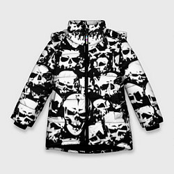 Куртка зимняя для девочки Черепа ужаса, цвет: 3D-черный