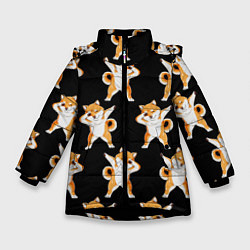 Куртка зимняя для девочки Foxes Dab, цвет: 3D-черный