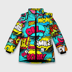 Куртка зимняя для девочки Кислотный поп-арт, цвет: 3D-черный