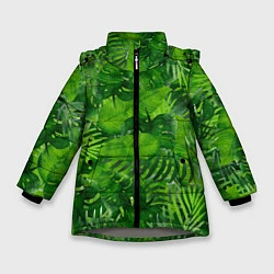 Куртка зимняя для девочки Тропический лес, цвет: 3D-светло-серый