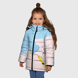 Куртка зимняя для девочки Голубая заливка, цвет: 3D-красный — фото 2