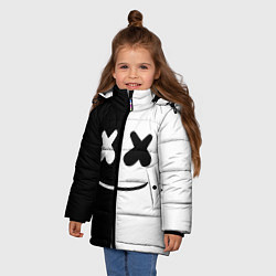 Куртка зимняя для девочки Marshmello: Black & White, цвет: 3D-черный — фото 2