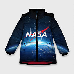 Куртка зимняя для девочки NASA: Sunrise Earth, цвет: 3D-красный