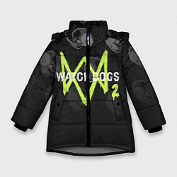Куртка зимняя для девочки Watch Dogs 2: Skulls Pattern, цвет: 3D-светло-серый