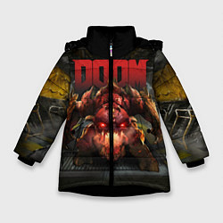 Куртка зимняя для девочки DOOM: Pinky Monster, цвет: 3D-черный