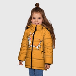 Куртка зимняя для девочки Бегущий корги, цвет: 3D-черный — фото 2