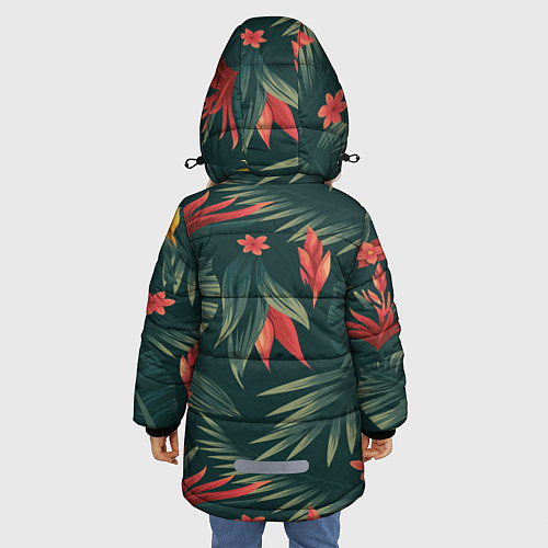 Зимняя куртка для девочки Зеленые тропики / 3D-Черный – фото 4