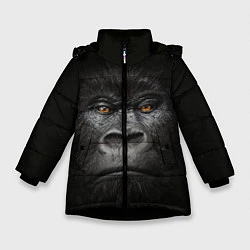 Куртка зимняя для девочки Морда Гориллы, цвет: 3D-черный