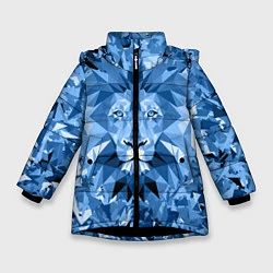 Куртка зимняя для девочки Сине-бело-голубой лев, цвет: 3D-черный