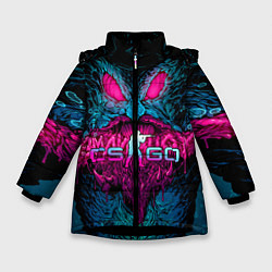 Куртка зимняя для девочки CS:GO Jaws of the beast, цвет: 3D-черный