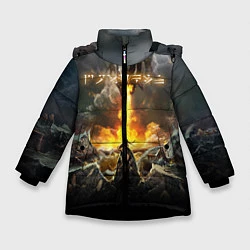 Куртка зимняя для девочки TES: Dragon Flame, цвет: 3D-черный