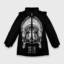 Куртка зимняя для девочки Кабан-индеец 2019, цвет: 3D-черный