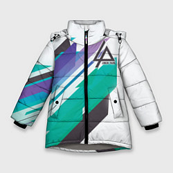 Куртка зимняя для девочки Linkin Park: Green Geometry, цвет: 3D-светло-серый