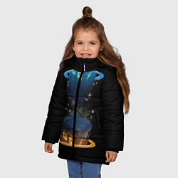 Куртка зимняя для девочки Тардис в Портале, цвет: 3D-черный — фото 2
