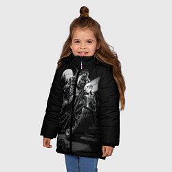 Куртка зимняя для девочки Бульдог-байкер, цвет: 3D-светло-серый — фото 2