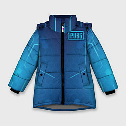 Куртка зимняя для девочки PUBG: Blue Hexagons, цвет: 3D-светло-серый