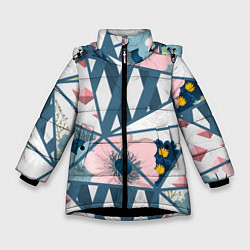 Куртка зимняя для девочки Нежная геометрия, цвет: 3D-черный