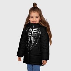 Куртка зимняя для девочки Хэллоуинский скелет, цвет: 3D-светло-серый — фото 2