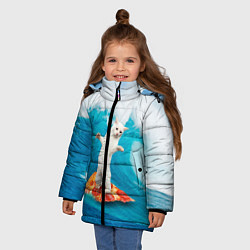 Куртка зимняя для девочки Кот-серфер, цвет: 3D-черный — фото 2