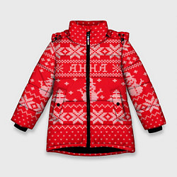 Куртка зимняя для девочки Новогодняя Анна, цвет: 3D-черный