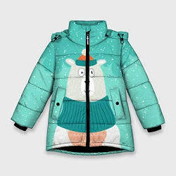 Куртка зимняя для девочки Зимний Мишка, цвет: 3D-черный