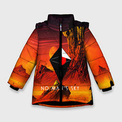 Куртка зимняя для девочки No Man's Sky: Red Dust, цвет: 3D-черный