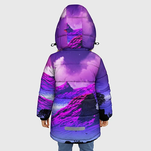 Зимняя куртка для девочки No Man's Sky: Neon Mountains / 3D-Черный – фото 4