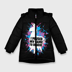 Куртка зимняя для девочки Lama I Paused My Game, цвет: 3D-черный