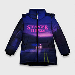 Куртка зимняя для девочки Stranger Things: Neon Road, цвет: 3D-черный