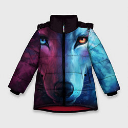 Куртка зимняя для девочки Волчий взгляд, цвет: 3D-красный