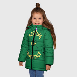 Куртка зимняя для девочки Resting Grinch Face, цвет: 3D-черный — фото 2