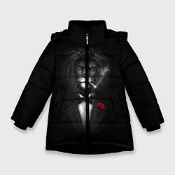 Куртка зимняя для девочки Мистер Лев, цвет: 3D-черный