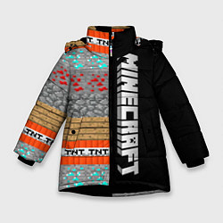 Куртка зимняя для девочки Minecraft Blocks, цвет: 3D-черный