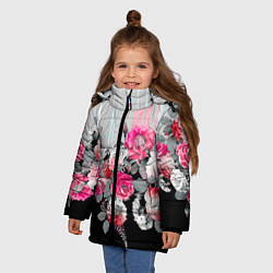 Куртка зимняя для девочки Розы в темноте, цвет: 3D-черный — фото 2