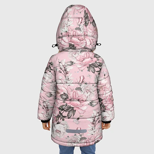 Зимняя куртка для девочки Розовые розы / 3D-Черный – фото 4