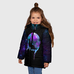 Куртка зимняя для девочки Лунный неоновый волк, цвет: 3D-светло-серый — фото 2