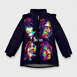 Куртка зимняя для девочки The Beatles: Art Faces, цвет: 3D-светло-серый