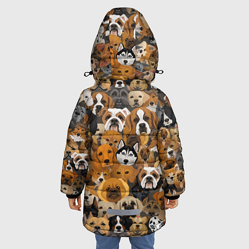 Зимняя куртка для девочки Породы собак / 3D-Черный – фото 4