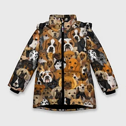 Куртка зимняя для девочки Породы собак, цвет: 3D-черный