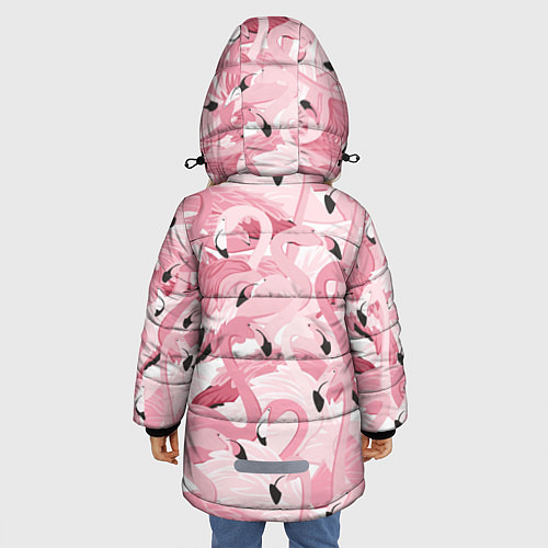 Зимняя куртка для девочки Розовый фламинго / 3D-Черный – фото 4