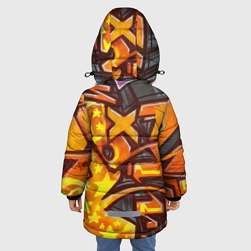 Зимняя куртка для девочки Orange Graffiti / 3D-Черный – фото 4