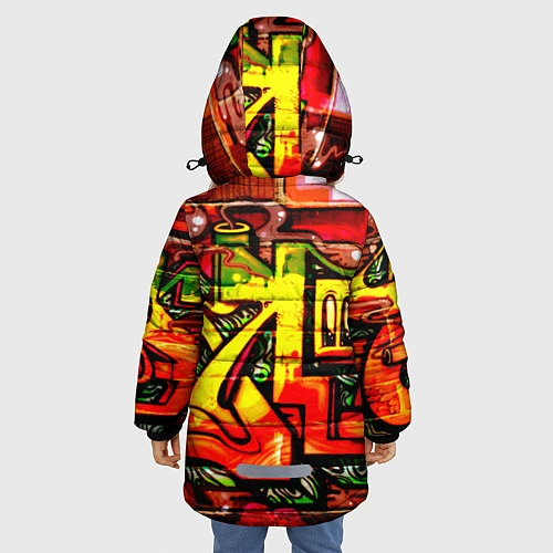 Зимняя куртка для девочки Red Graffiti / 3D-Черный – фото 4